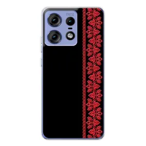 Силиконовый Чехол на Motorola Edge 50 Pro с картинкой Вышиванки (Вышиванка на черном)