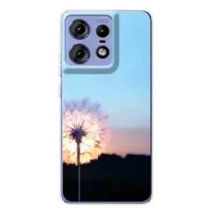 Силиконовый Чехол с одуванчиками на Motorola Edge 50 Pro (Закат с одуванчиком)