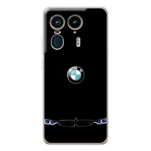 Силиконовый бампер с картинкой машины на Motorola Edge 50 Ultra (Черный BMW)