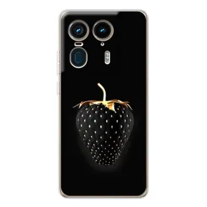 Чехол с изображением  вкусной еды для Motorola Edge 50 Ultra (Чёрная клубника)