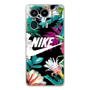 Силиконовый Чехол на Motorola Edge 50 Ultra с картинкой Nike (Цветочный Nike)