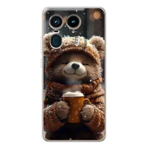Печатный чехол «Зверята с кофе» для Motorola Edge 50 Ultra (Медвежонок с кофе)
