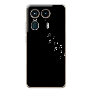 Чехол с картинками на черном фоне для Motorola Edge 50 Ultra (Ноты)