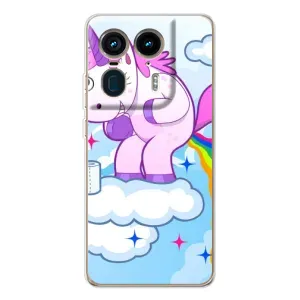 Чехол Unicorn на Motorola Edge 50 Ultra (Радуга единорожка)