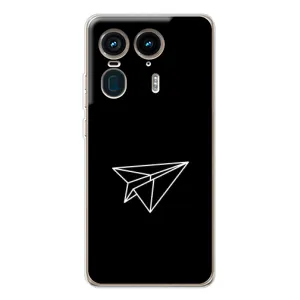 Чехол с картинками на черном фоне для Motorola Edge 50 Ultra (Самолетик)