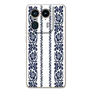 Силиконовый Чехол на Motorola Edge 50 Ultra с картинкой Вышиванки (Синяя вышиванка)