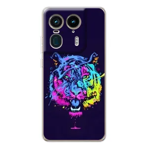 Силиконовый бампер с картинкой животных для Motorola Edge 50 Ultra (Тигр-Арт)