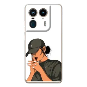 Силиконовый Чехол на Motorola Edge 50 Ultra с картинкой Стильных Девушек (В зеленом)