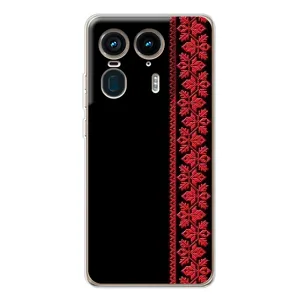 Силиконовый Чехол на Motorola Edge 50 Ultra с картинкой Вышиванки (Вышиванка на черном)
