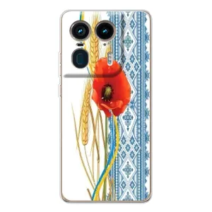 Силиконовый Чехол на Motorola Edge 50 Ultra с картинкой Вышиванки (Вышиванка с цветком)
