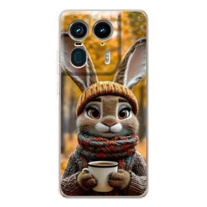 Печатный чехол «Зверята с кофе» для Motorola Edge 50 Ultra (Зайчик с кофе)