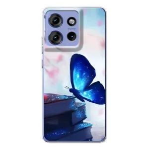 Силиконовый бампер с картинкой животных для Motorola Edge 50 (Бабочка синяя)