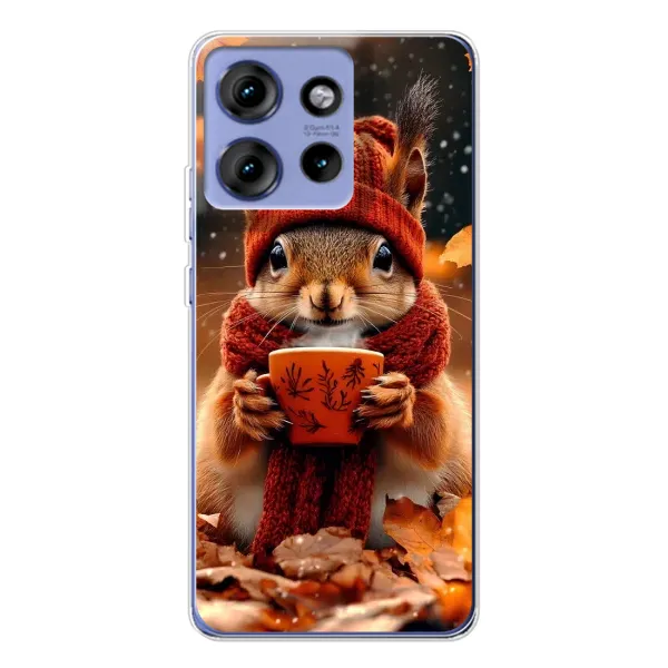 Чехол с рисунком «Белка с кофе» для Motorola Edge 50 Чехол с рисунком «Белка с кофе» для Motorola Edge 50