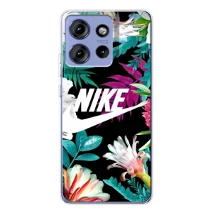 Силіконовый Чохол на Motorola Edge 50 з картинкою НАЙК (Квітковий Nike)
