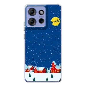 Силиконовый бампер на рождество для Motorola Edge 50 (Город в снегу)