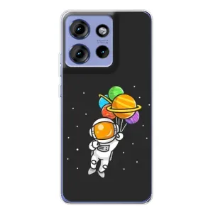 Силіконовый Чохол з принтом "Космонавти" на Motorola Edge 50 (Космонавт з кульками)