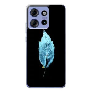 Чехол с картинками на черном фоне для Motorola Edge 50 (Листочек)