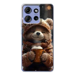 Печатный чехол «Зверята с кофе» для Motorola Edge 50 (Медвежонок с кофе)