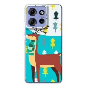 Силиконовый бампер с картинкой животных для Motorola Edge 50 (Олень с шарфом)