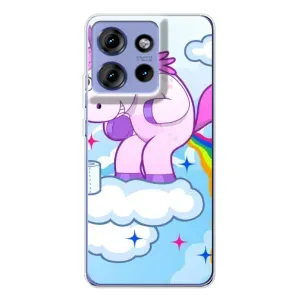 Чехол Unicorn на Motorola Edge 50 (Радуга единорожка)