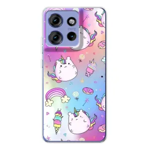 Чехол Unicorn на Motorola Edge 50 (Радуга и Единорог)