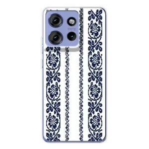 Силиконовый Чехол на Motorola Edge 50 с картинкой Вышиванки (Синяя вышиванка)