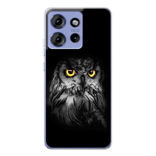 Чехол с рисунком «Сова на чёрном» для Motorola Edge 50 Чехол с рисунком «Сова на чёрном» для Motorola Edge 50