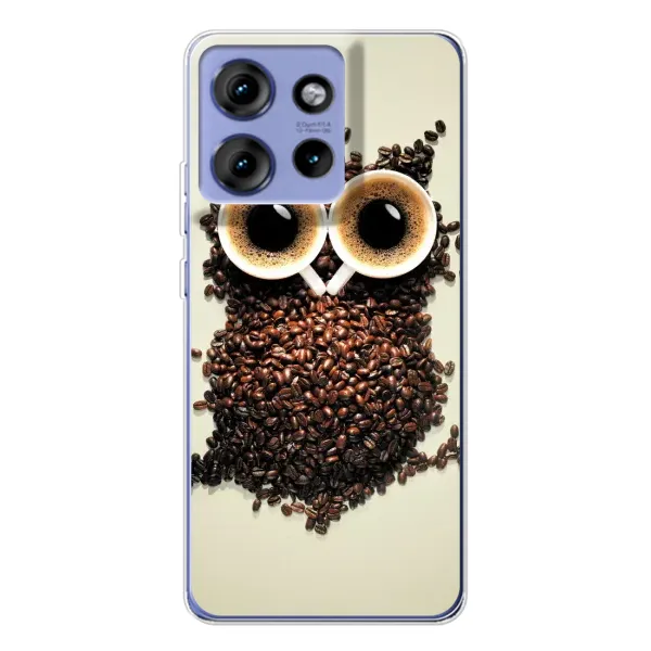 Чехол с рисунком «Сова с зерен кофе» для Motorola Edge 50 Чехол с рисунком «Сова с зерен кофе» для Motorola Edge 50