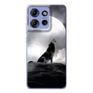 Чехол с Волком на Motorola Edge 50 (Волк и луна)