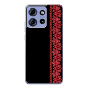 Силиконовый Чехол на Motorola Edge 50 с картинкой Вышиванки (Вышиванка на черном)