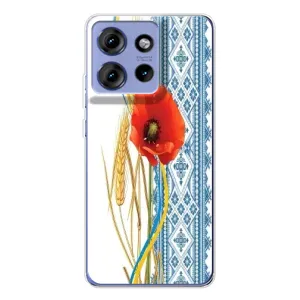 Силиконовый Чехол на Motorola Edge 50 с картинкой Вышиванки (Вышиванка с цветком)