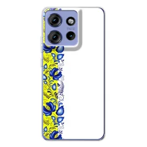 Силиконовый Чехол на Motorola Edge 50 с картинкой Вышиванки (Желто-синяя вышиванка)