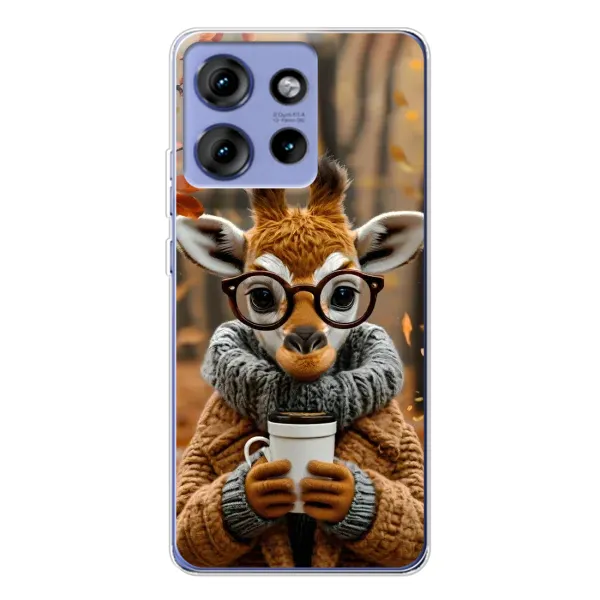 Чехол с рисунком «Жираф с кофе» для Motorola Edge 50 Чехол с рисунком «Жираф с кофе» для Motorola Edge 50