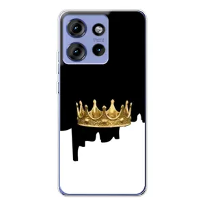 Чехол (Корона на чёрном фоне) для Едж 50 (Золотая корона)