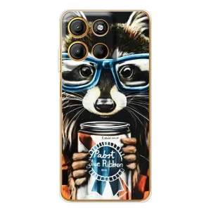 Силиконовый Чехол с Енотами на Motorola Edge 60 Fusion (Енот в очках)