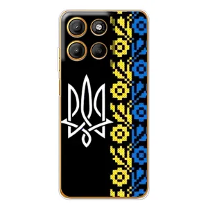 Силиконовый Чехол на Motorola Edge 60 Fusion (Герб и вышыванка)