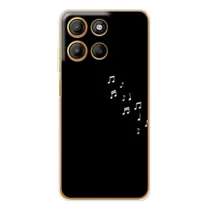 Чехол с картинками на черном фоне для Motorola Edge 60 Fusion (Ноты)