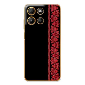 Силиконовый Чехол на Motorola Edge 60 Fusion с картинкой Вышиванки (Вышиванка на черном)