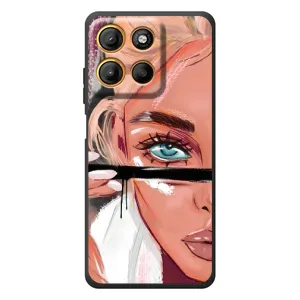 Силиконовый Чехол на Motorola Edge 60 Neo с картинкой Стильных Девушек (Девушка и ресницы)
