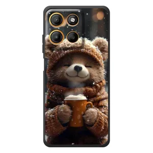 Друкований чохол 'Звірята з кавою' для Motorola Edge 60 Neo (Ведмедик з кавою)