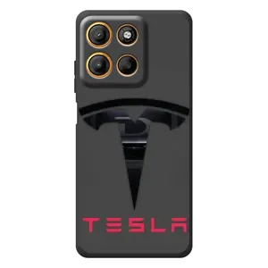Силиконовый бампер с картинкой машины на Motorola Edge 60 Neo (Logo TESLA)