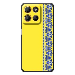 Силиконовый Чехол на Motorola Edge 60 Neo (Вышиванка на желтом)