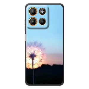Силиконовый Чехол с одуванчиками на Motorola Edge 60 Neo (Закат с одуванчиком)
