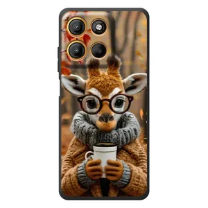 Друкований чохол 'Звірята з кавою' для Motorola Edge 60 Neo (Жираф з кавою)