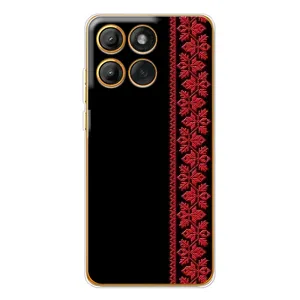 Силиконовый Чехол на Motorola Edge 60 Pro (Красная Вышиванка)