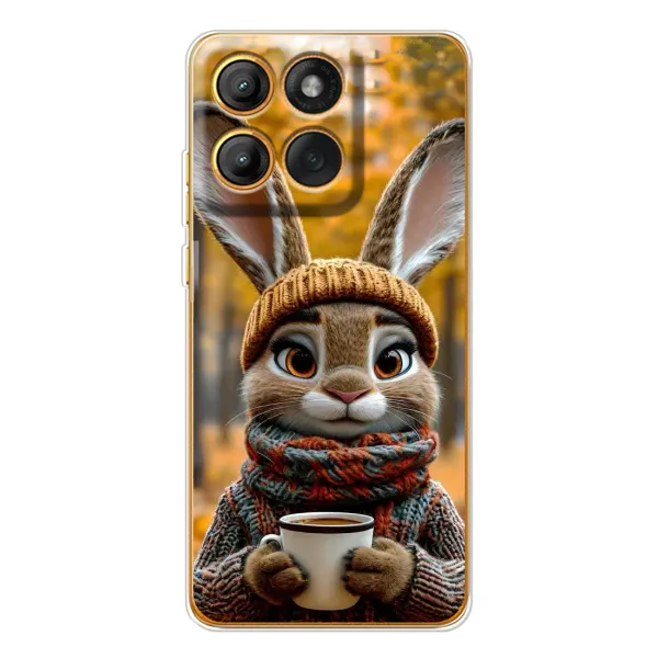 Чехол с рисунком «Зайчик с кофе» для Motorola Edge 60 Pro Чехол с рисунком «Зайчик с кофе» для Motorola Edge 60 Pro