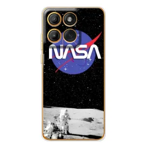 Силиконовый бампер с принтом "Наса" на Motorola Edge 60 (Nasa на луне)