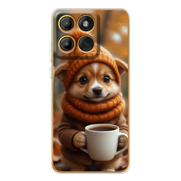 Чехол с рисунком «Собачка с кофе» для Motorola Edge 60 Чехол с рисунком «Собачка с кофе» для Motorola Edge 60