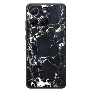 Чехол с текстурой Мрамора на Мо Motorola Edge 70 Фюжн Плюс (Чёрный мрамор)