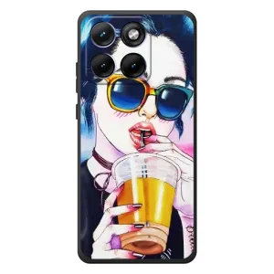 Чехол с картинкой Модные Девчонки Motorola Edge 70 Fusion Plus (Девушка с коктейлем)